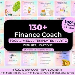 Financial Advisor Instagram Templates  | Finance Posts and Stories with Real Content & Captions - Finance Coaches Canva