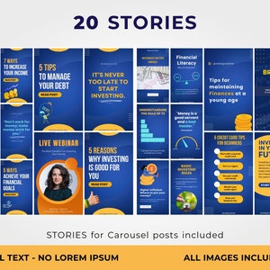 Financial Advisor Instagram Templates. Finance Posts and Stories Canva ...