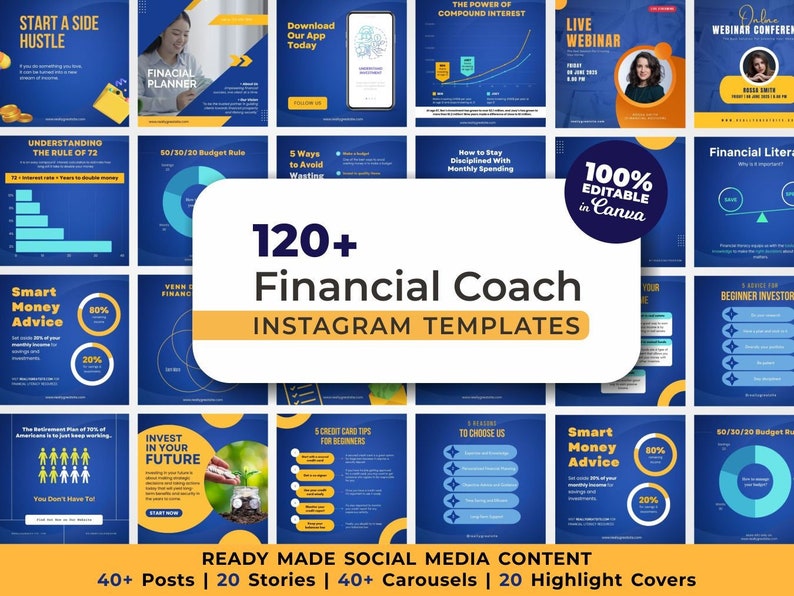 Financial Advisor Instagram Templates. Finance Posts and Stories Canva ...