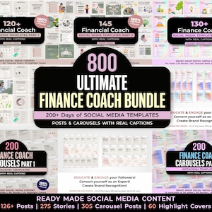 Financial Advisor Instagram Templates BUNDLE | Finance Posts, Carousels and Stories with Real Content & Captions - Finance Coaches