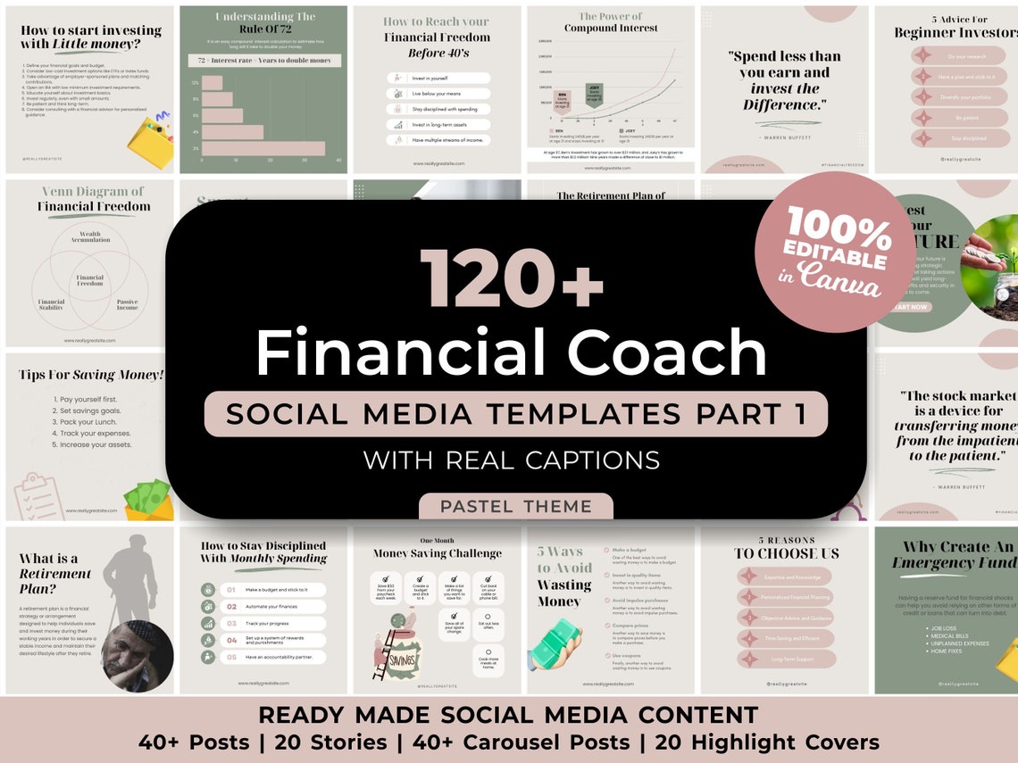 Finance Coach Instagram Carousel Templates. Financial Posts and Stories ...