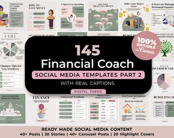 Financial Advisor Instagram Templates | Finance Posts and Stories Canva Templates with Real Content & Captions - Finance Coaches