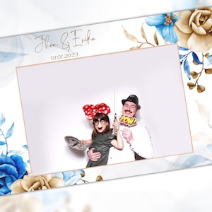 Wedding Photobooth template 4x6 with Blue and Brown flowers photo booth template