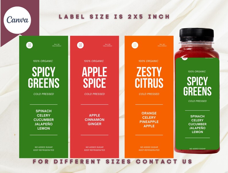 Editable Juice Labels: Canva DIY Template (digital Download) - Etsy