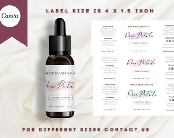 Dropper Label | Face Serum Label | Edit in Canva | Essential Oil Template