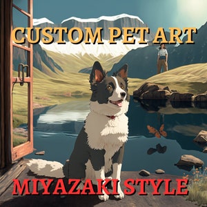 Custom Pet Portrait Miyazaki Art Style Custom Dog Portrait Print Dog From Photo Personalized Pet Portrait Anime Dog Lover Gift