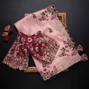 Peach Banarasi Soft Lichi Silk Saree With Zari Weaving, Designer