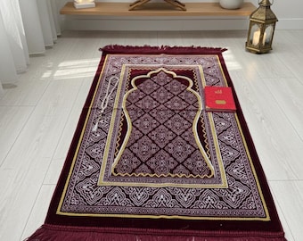 Luxuriöses Samt-Gebetsteppich-Geschenkset, Großpackung mit Gastgeschenken für Hajj und Umrah