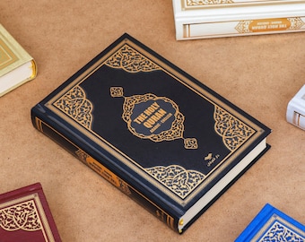 English Arabic Translated Quran, Black English Thermo Leather Quran, Gift for Muslims, Islamic Gift Set, Muslim Friends Gift, New Muslim Set