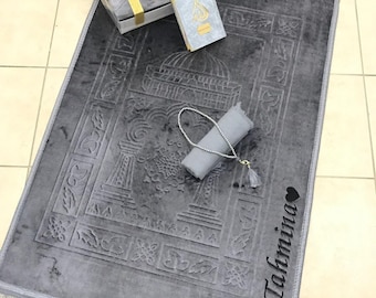 Personalized Thick Orthopedic Prayer Matt, Elegant Boxed Islamic Gift Set, Ramadan Eid Gifts for Muslim Dad Friend Couple, Janamaz, Musalla