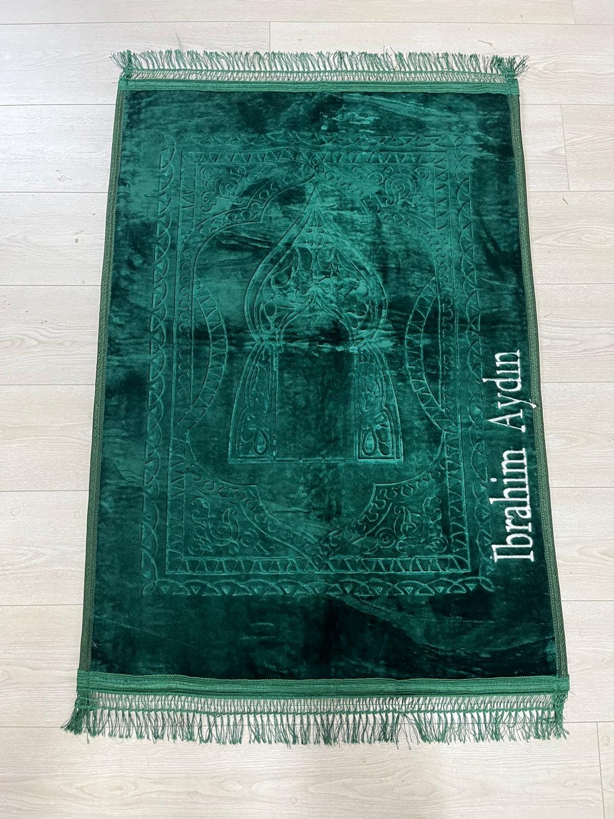 Pink Plush Prayer Rug Gift With Name, Padded Antislip Turkish