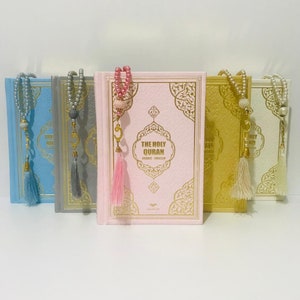 English Arabic The Holy Quran | Quran Book in English | English Quran Set with taffeta prayer mat and tasbeh | Quran for English speakers