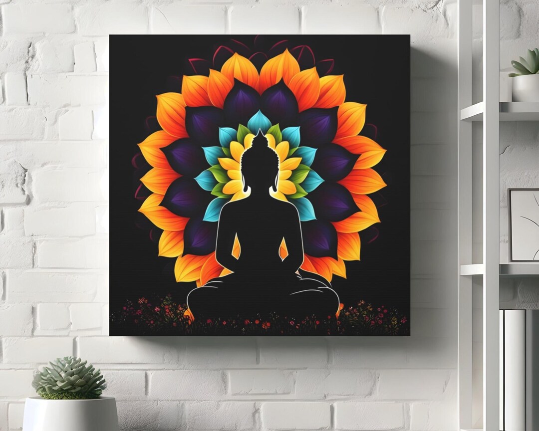 Buddha Flower Canvas Wall Art, Custom Meditative Canvas, Yoga Spiritual ...