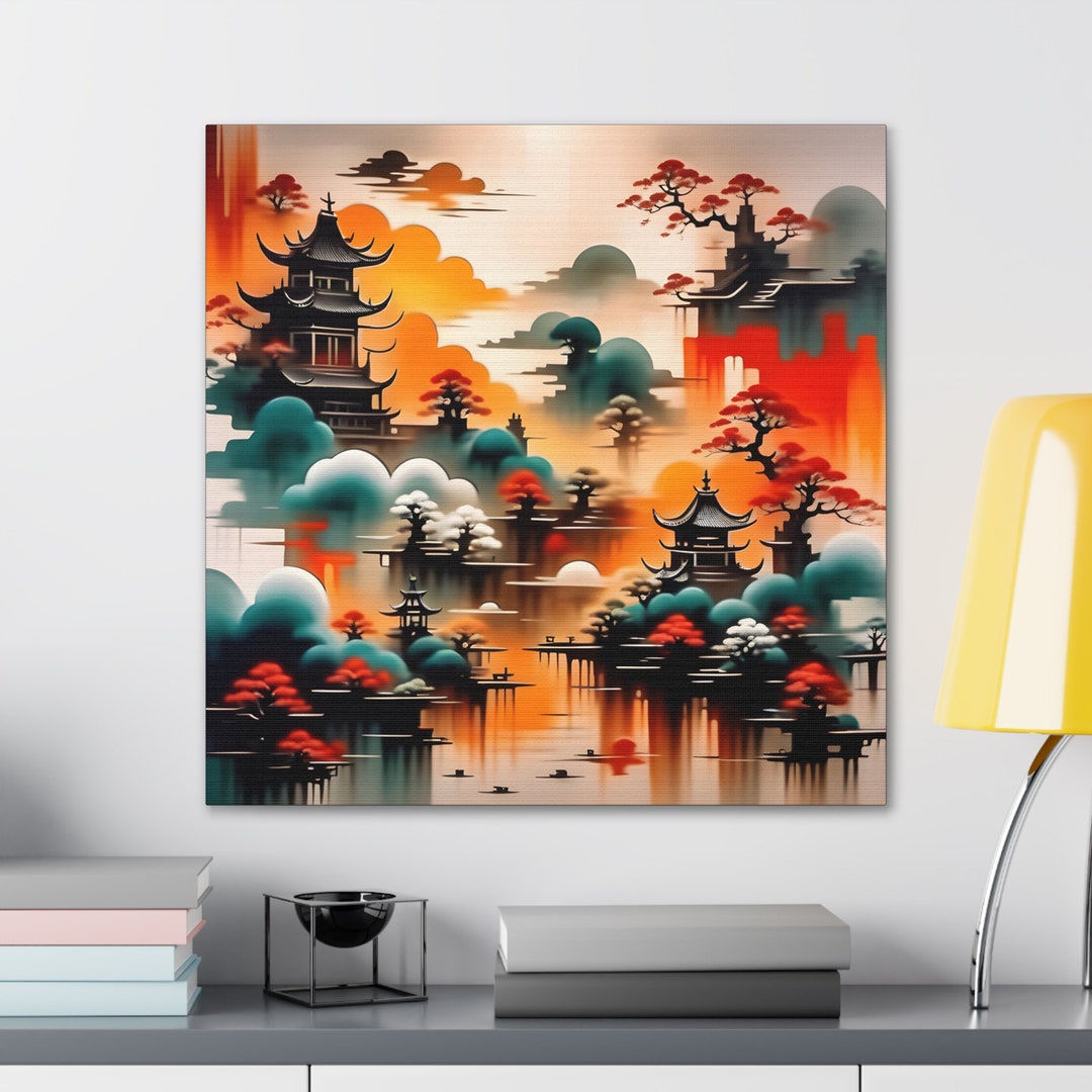 Abstract Asian Canvas Gallery Art Print Digital Oil Etsy