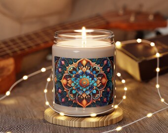 Mandala Soy Candle, Relaxing Home Fragrances, Vegan Eco-Friendly, Aromatherapy Gift