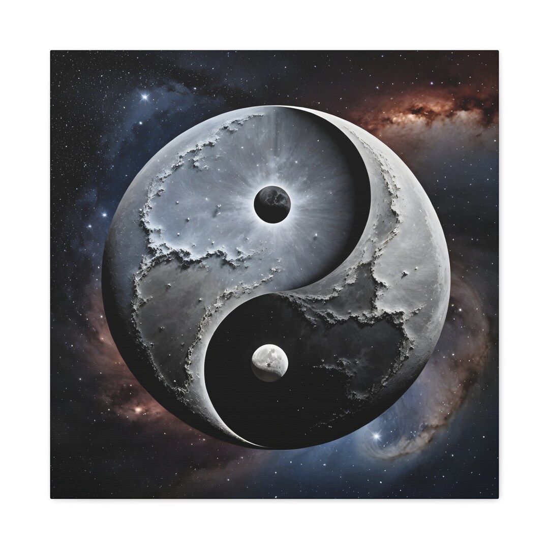 Yin Yang Moon Print on Canvas, Custom Wall Art, Home Living Room Décor ...