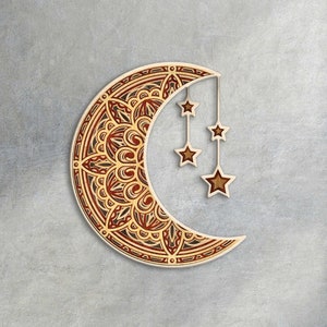 Moon 3D Layer SVG/ Moon 3D mandala/ Moon paper cut/ Plywood cut 3D mandala/ Moon 3d laser cut / Moon multilayer / 8 Layers