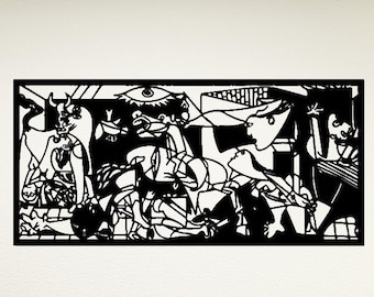 Abstract Guernica Picasso Laser cut files SVG DXF, home wall art decor, Cdr vector, art decor, Cricut, Wall art panel