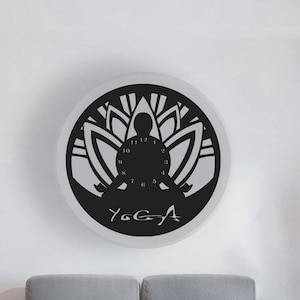 Yoga Chakra Meditation Wall Clock Design laser cut svg dxf files wall sticker decal template cnc cutting digital vector instant download