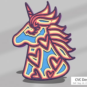 3D Eenhoorn SVG, gelaagde Eenhoorn SVG, Zentangle Eenhoorn, Eenhoorn mandala, 3D Mandala SVG, mandala gesneden bestand, Eenhoorn decor, Eenhoorn decoratie