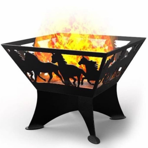 Laser Cut Fire Pit Design - Horse - Plasma Cutting Compatible - Digital Files in dxf, svg, ai, eps formats, Instant Download