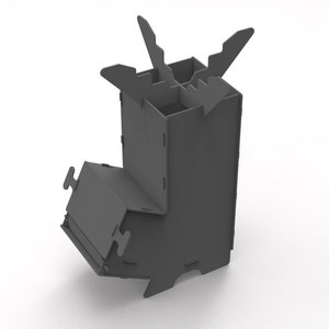 Archivo DXF Rocket Stove para plasma, láser. Estufa de leña portátil, mochila plegable para acampar, quemador de estufa para fogata, estufa plana. bricolaje