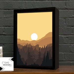 Landscape Light Box File, Decorative  Lamp File, Dxf, CDR, laser cut file, Digital Download