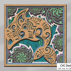 Dolphin on the Wave 3D Mandala svg files, Multilayer Panel for Laser Cutting, Cricut SVG files, DXF Templates for CNC router, Svg, Eps, Ai.