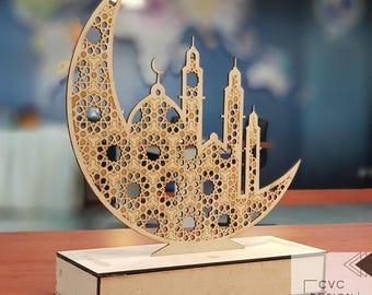 Ramadan decoration,ramadan moon stand,ramadan kareem,ramadan mubarak,ramadan decor wooden,ramadan gift,vector file cnc laser