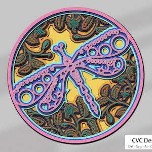 Dragonfly laser cut file, layered svg, vector design, dxf file for laser, layered art, bug svg file, vector art, insect svg, Glowforge
