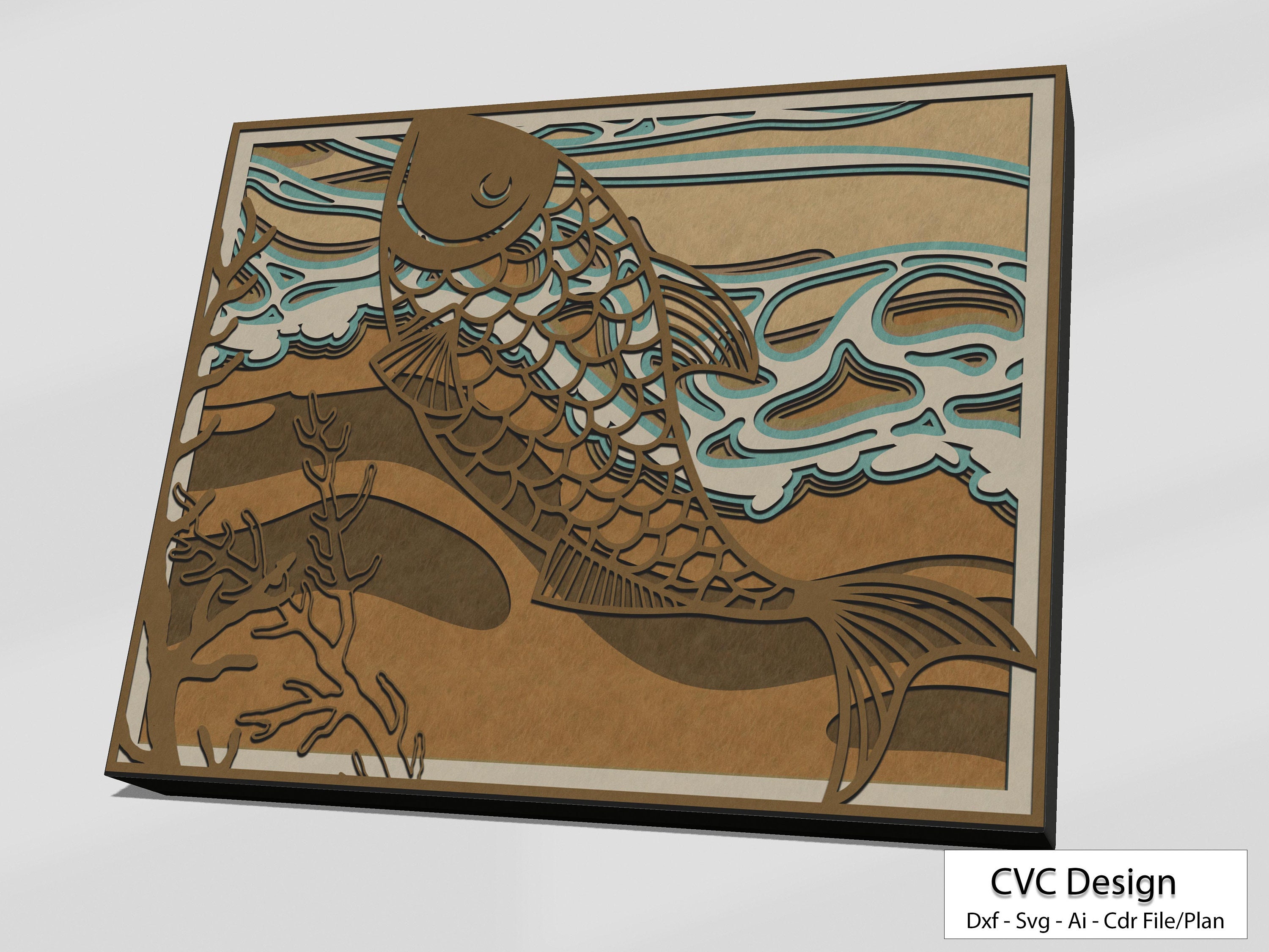 Fish Multilayer SVG/ Fish Cut File/ 3D Layer/ Plywood Cutting/ Dxf, Eps ...