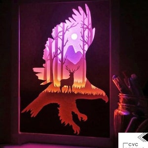 Deer Night Lamp, Laser Cut DXF, Multilayer Design, Layered Laser Cut Night Lamp, Multilayer Night Lamp for Cricut, Night Lamp glowforge