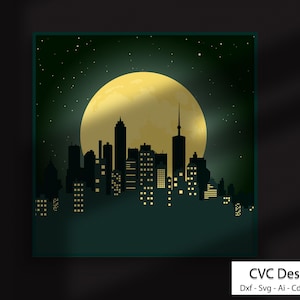 Multilayer Buildings cut svg dxf file wall sticker pdf silhouette template cnc cutting router digital vector instant download