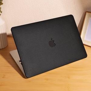 Housse en cuir noir obsidienne pour MacBook 13,6 M2 Air A2681 2022 13 Pro A2338 MacBook Pro 13 14 15 16 A2485 Air 13 12 pouces étui pour ordinateur portable image 1