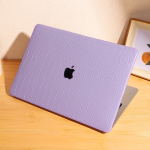 Violet Crocodile Print Leather Hard Case for MacBook 13.6&quot; M2 Air A2681 2022 13 Pro A2338 Macbook Pro 14 15 16 A2485 Air 13 12 inch Laptop