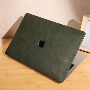 Custodia rigida in pelle verde militare per MacBook 13.6" M2 Air A2681 2022 13" Pro A2338 Macbook Pro 13 14 15 16 A2485 Air 13 12 pollici Custodia per laptop