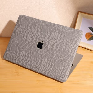 Gray Crocodile Print Leather Hard Case for MacBook 13.6&quot; M2 Air A2681 2022 13 Pro A2338 Macbook Pro 13 14 15 16 A2485 Air 13 12 inch Laptop
