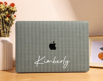 Grayish Green Weave Custom Hard Case for MacBook 13.6" M2 Air A2681 2022 13" Pro A2338 Macbook Pro 13 14 15 16 A2485 Air 13 12 inch Laptop