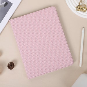 Milk Pink Weave Personalized iPad case with Pen Holder for iPad Air4/5,iPad 10/9/8,iPad 10.2"/10.5"/10.9''/11"/12.9,iPad Pro 2022/2021 Cover