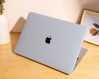 Coque rigide gris brume à imprimé crocodile pour MacBook 13,6 pouces M2 Air A2681 2022 13 pouces Pro A2338 Macbook Pro 13 14 15 16 A2485 Air 13 ordinateur portable 12 pouces