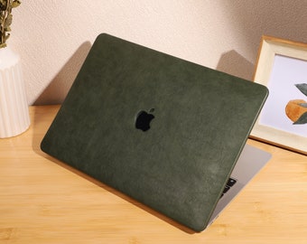 Army Green Leather Hard Cover for MacBook 13.6" M2 Air A2681 2022 13" Pro A2338 Macbook Pro 13 14 15 16 A2485 Air 13 12 inch Laptop Case