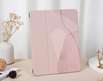 Mauve Tonal Style Personalized iPad case with Pencil Holder for iPad Air 4/5, iPad 10/9/8, iPad 10.2"/10.5"/10.9''/11"/12.9, iPad Pro Cover