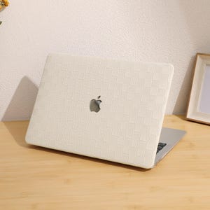 Leather Beige Lattice Protective Cover for MacBook 13.6&quot; M2 Air A2681 2022 13&quot; Pro A2338 Macbook Pro 13 14 15 16 A2485 Air 13 12 inch Laptop