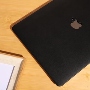 Housse en cuir noir obsidienne pour MacBook 13,6 M2 Air A2681 2022 13 Pro A2338 MacBook Pro 13 14 15 16 A2485 Air 13 12 pouces étui pour ordinateur portable image 4