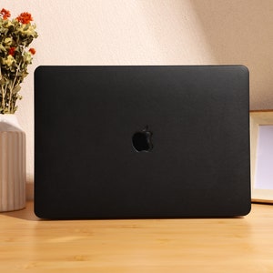 Housse en cuir noir obsidienne pour MacBook 13,6 M2 Air A2681 2022 13 Pro A2338 MacBook Pro 13 14 15 16 A2485 Air 13 12 pouces étui pour ordinateur portable image 2