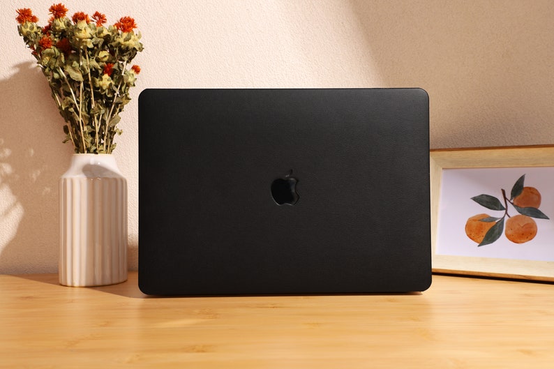 Housse en cuir noir obsidienne pour MacBook 13,6 M2 Air A2681 2022 13 Pro A2338 MacBook Pro 13 14 15 16 A2485 Air 13 12 pouces étui pour ordinateur portable image 2
