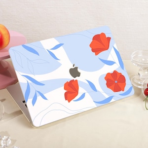 Blue Leaf Flower MacBook Case for MacBook Air 13.6&quot; M2 Pro A2338, Macbook Pro 16 15 14 13 inch Air 15 13 12 inch MacBook M3 M1 Laptop Cover