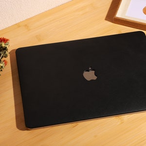 Housse en cuir noir obsidienne pour MacBook 13,6 M2 Air A2681 2022 13 Pro A2338 MacBook Pro 13 14 15 16 A2485 Air 13 12 pouces étui pour ordinateur portable image 3