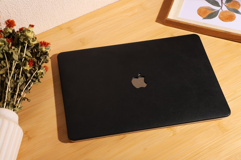 Housse en cuir noir obsidienne pour MacBook 13,6 M2 Air A2681 2022 13 Pro A2338 MacBook Pro 13 14 15 16 A2485 Air 13 12 pouces étui pour ordinateur portable image 3