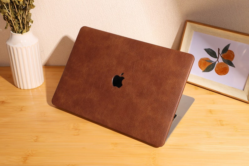 Leather Brown Protective Cover for MacBook 13.6 M2 Air A2681 2022 13 Pro A2338 MacBook Pro 13 14 15 16 A2485 Air 13 12 inch Laptop zdjęcie 1
